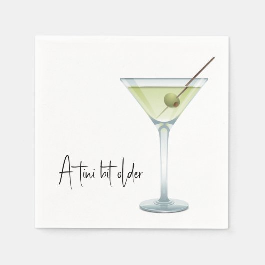 Serviette En Papier Martini Anniversaire Sur Blanc (Devant)