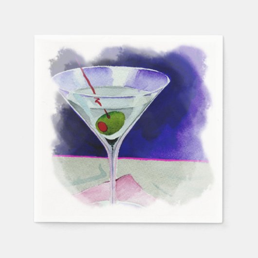 Serviette En Papier Martini avec une olive (Devant)