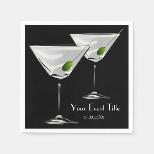 Serviette En Papier Martini Cockatl Party Event Black Napkin (Devant)