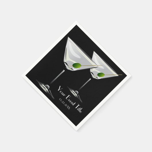 Serviette En Papier Martini Cockatl Party Event Black Napkin (Coin)