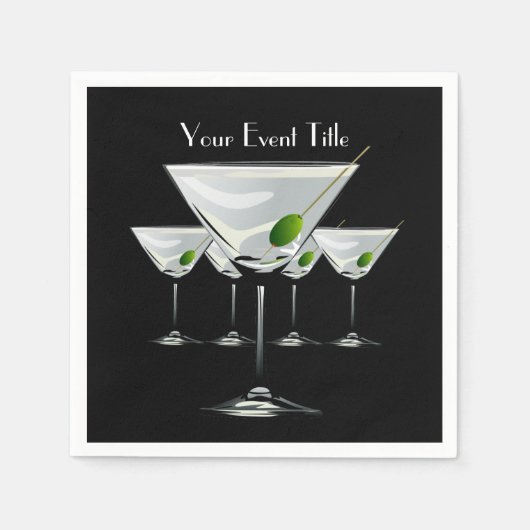 Serviette En Papier Martini Cockatls Party Event Black Napkin (Devant)