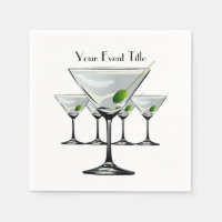 Martini Cockatls Party Event White Napkin