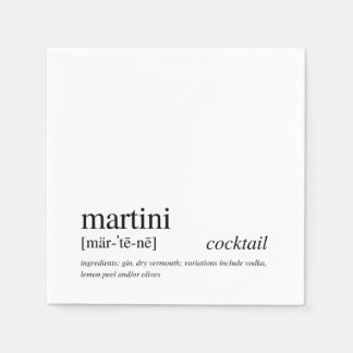 Serviette En Papier Martini Cocktail Citation moderne Typographie noir
