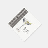 Serviette En Papier Martini Cocktail Elégante fête du 40e anniversaire (Coin)