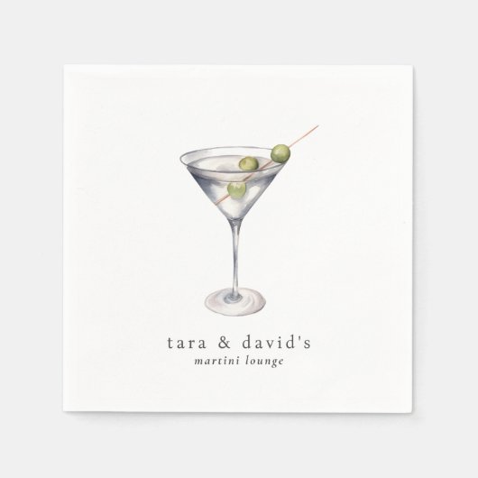 Serviette En Papier Martini Cocktail Lounge avec Votre Nom (Devant)