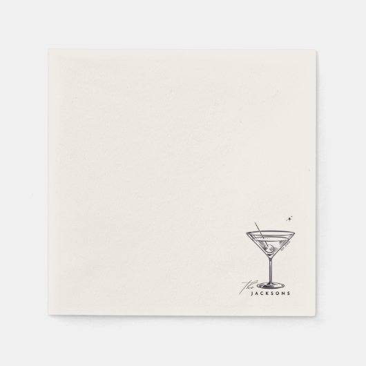 Serviette En Papier Martini Cocktail moderne Napkin pour Mariage nupti (Devant)