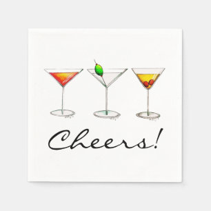 Serviette En Papier Martini Cosmo Manhattan Cocktail Boissons