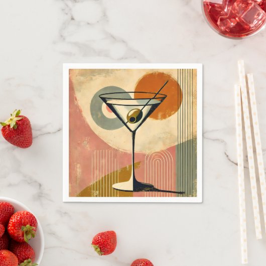 Serviette En Papier Martini d'art moderne du milieu du siècle (En situation)