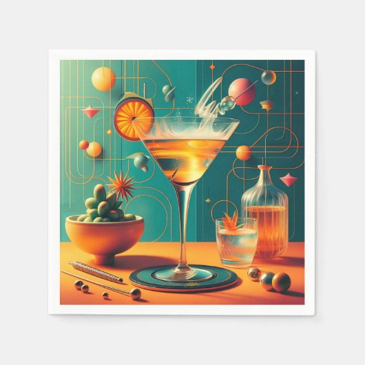 Serviette En Papier Martini de tempête cosmique futuriste atomique (Devant)