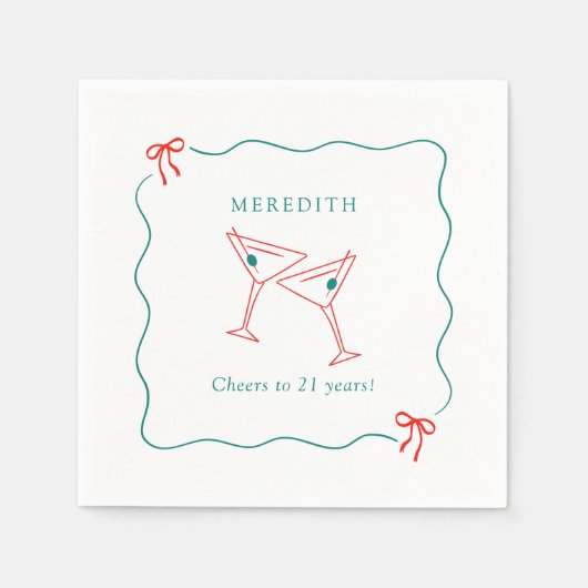 Serviette En Papier Martini fête ses 21 ans (Devant)