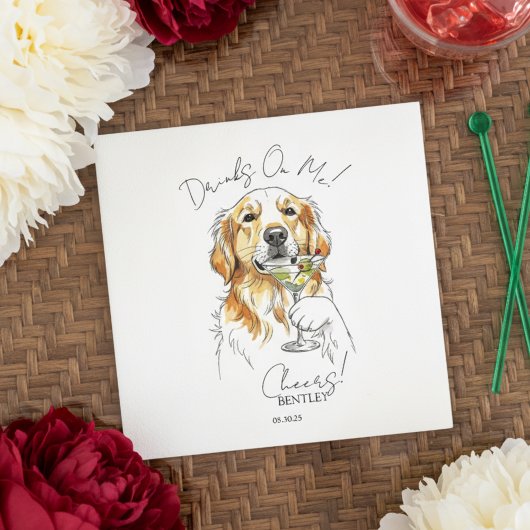 Serviette En Papier Martini Golden Retriever Open Bar
