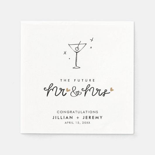 Serviette En Papier Martini Groupe d'engagement M. et Mme Napkins (Devant)