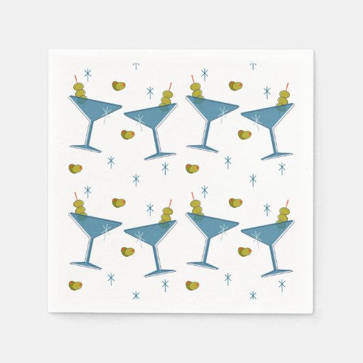 Serviette En Papier Martini Madness Retro Cocktail Mi-Siècle Serviette (Devant)