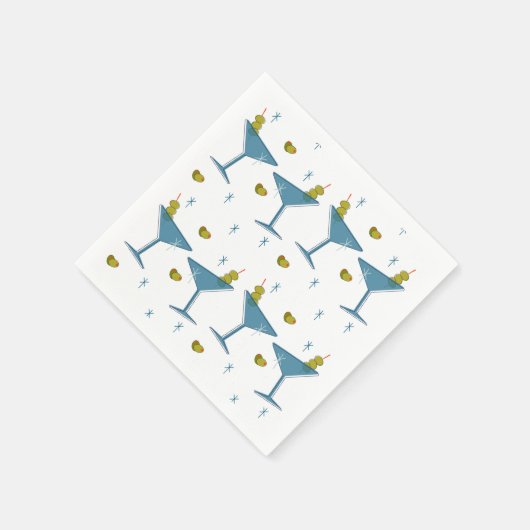 Serviette En Papier Martini Madness Retro Cocktail Mi-Siècle Serviette (Coin)