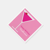 Serviette En Papier Martini rose moderne élégant Personnalisé Annivers (Coin)