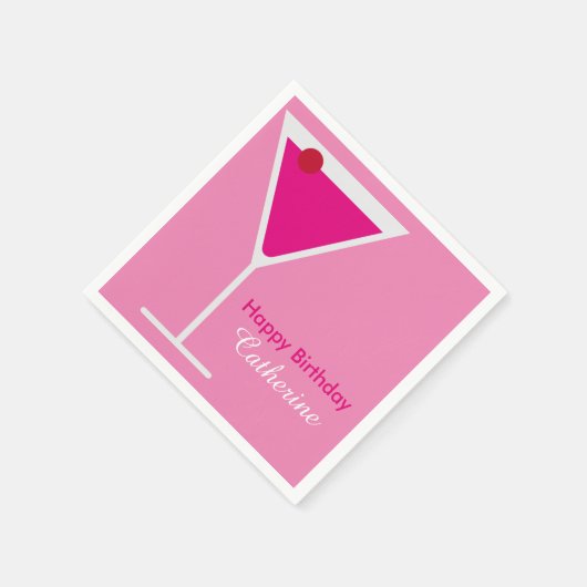 Serviette En Papier Martini rose moderne élégant Personnalisé Annivers (Coin)