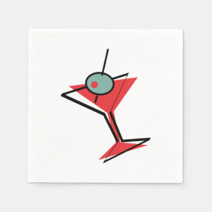 Serviette En Papier Martini rouge rétro