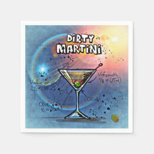 Serviette En Papier Martini Sale Sur Papier En Tissu Bleu Napkin
