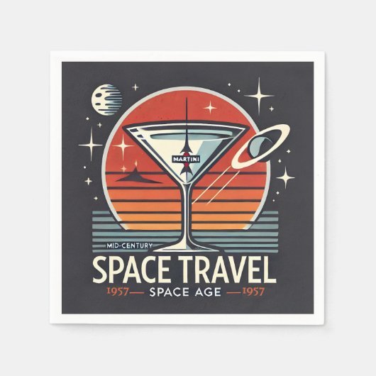 Serviette En Papier Martini Space Travel 1957 Space Age Logo (Devant)