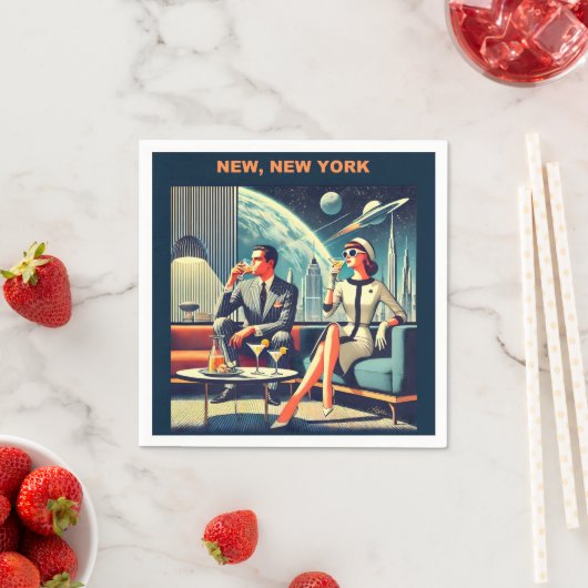 Serviette En Papier Martini Space Travel Affiches New York (En situation)