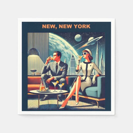 Serviette En Papier Martini Space Travel Affiches New York (Devant)