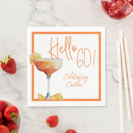 Serviette En Papier Martini Verre 60e Anniversaire Papier Napkin (En situation)