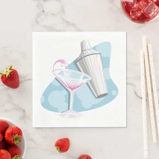Serviette En Papier Martini Verre Et Shaker (En situation)
