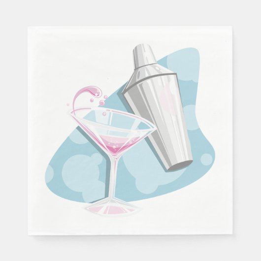 Serviette En Papier Martini Verre Et Shaker (Devant)