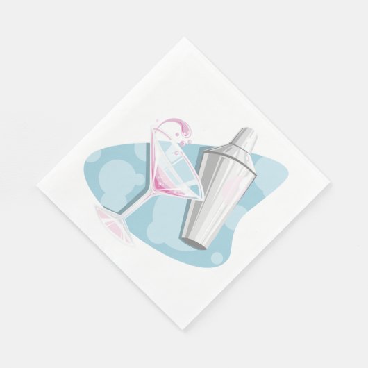 Serviette En Papier Martini Verre Et Shaker (Coin)