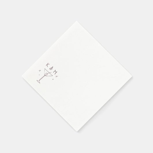 Serviette En Papier Martini Whimsical Rétro Main Tirée Initiales Perso (Coin)