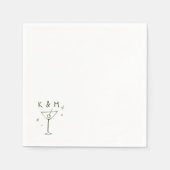 Serviette En Papier Martini Whimsical Rétro Main Tirée Initiales Perso (Devant)