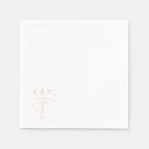 Serviette En Papier Martini Whimsical Rétro Main Tirée Initiales Perso