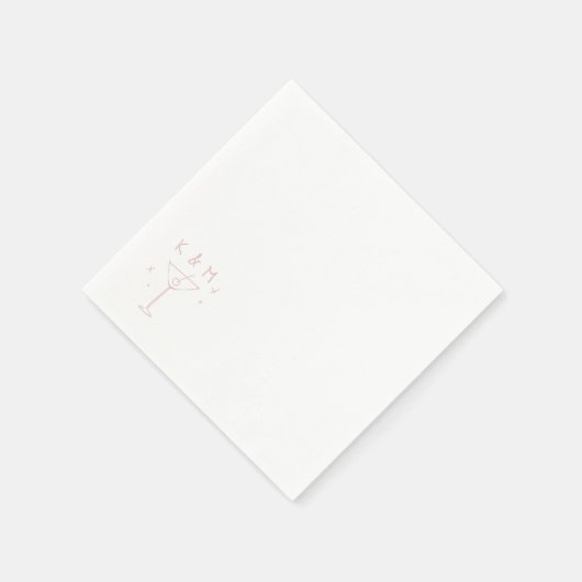 Serviette En Papier Martini Whimsical Rétro Main Tirée Initiales Perso (Coin)