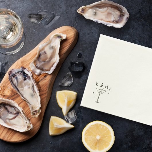 Serviette En Papier Martini Whimsical Rétro Main Tirée Initiales Perso