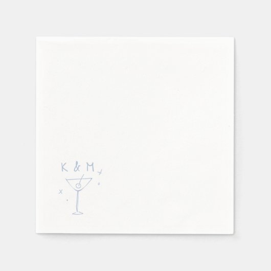 Serviette En Papier Martini Whimsical Rétro Main Tirée Initiales Perso (Devant)