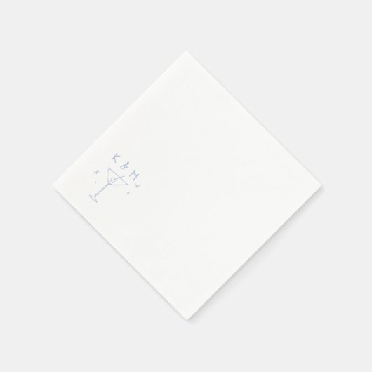 Serviette En Papier Martini Whimsical Rétro Main Tirée Initiales Perso (Coin)