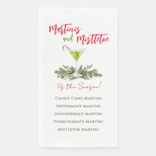 Serviette En Papier Martinis de fête et boissons des Fêtes sous le gui