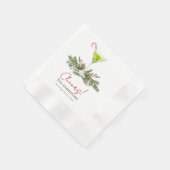 Serviette En Papier Martinis et Gui Fête de Noël  (Coin)