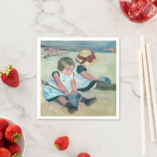 Serviette En Papier Mary Cassatt - Enfants jouant sur la plage (En situation)