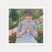 Serviette En Papier Mary Cassatt - Fille couture dans un jardin (Devant)