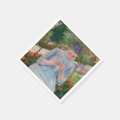 Serviette En Papier Mary Cassatt - Fille couture dans un jardin (Coin)