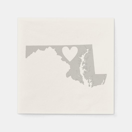 Serviette En Papier Maryland Gris Carte Forme Coeur Coupe Papier Parti (Devant)