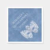 Serviette En Papier Mascarade bleue Mascarade Masque élégant Quinceane (Devant)