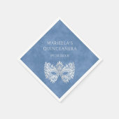 Serviette En Papier Mascarade bleue Mascarade Masque élégant Quinceane (Coin)