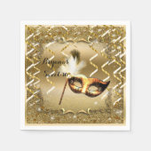 Serviette En Papier Mascarade d'or Masque élégant bal Anniversaire (Devant)