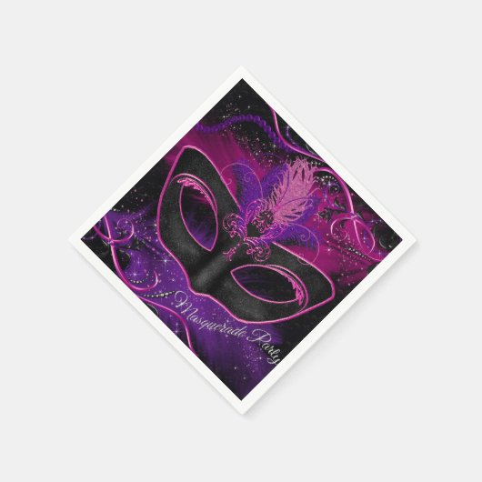 Serviette En Papier Mascarade Pink & Purple Mascarade Party Napkin (Coin)