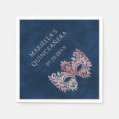 Serviette En Papier Mascarade rose Mascarade Masque élégant Quinceaner (Devant)