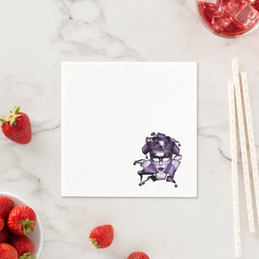 Serviette En Papier Mascarade violette Mardi Gras (En situation)