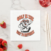 Serviette En Papier Mascotte de balle de golf joyeuse (En situation)