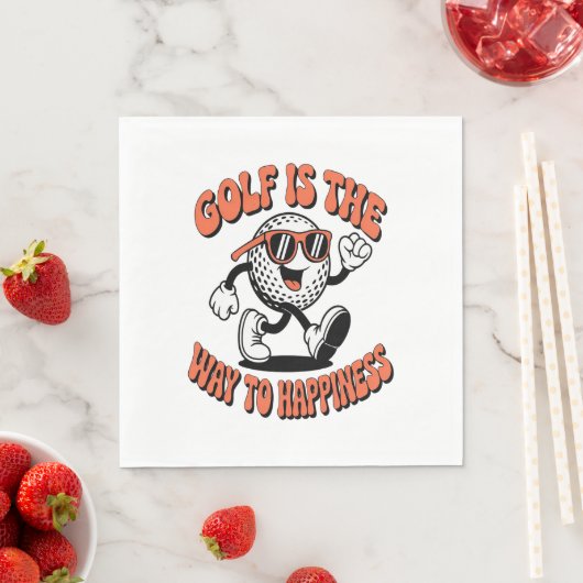 Serviette En Papier Mascotte de balle de golf joyeuse (En situation)